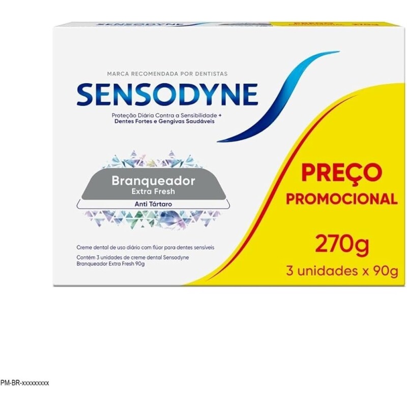 Kit 3 Unidades Creme Dental Sensodyne Branqueador para Dentes Sensíveis - 90g