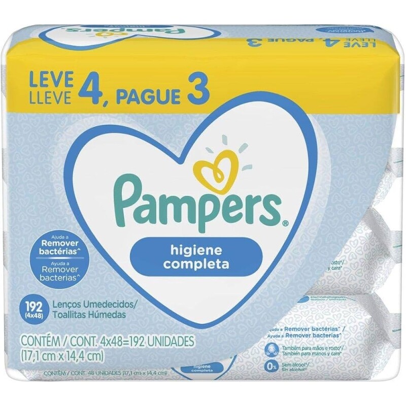 Lenços Umedecidos Pampers Higiene Completa - 192 lenços