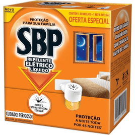 Repelente Elétrico Líquido SBP 45 Noites com 1 Aparelho + 1 Refil de 35ml