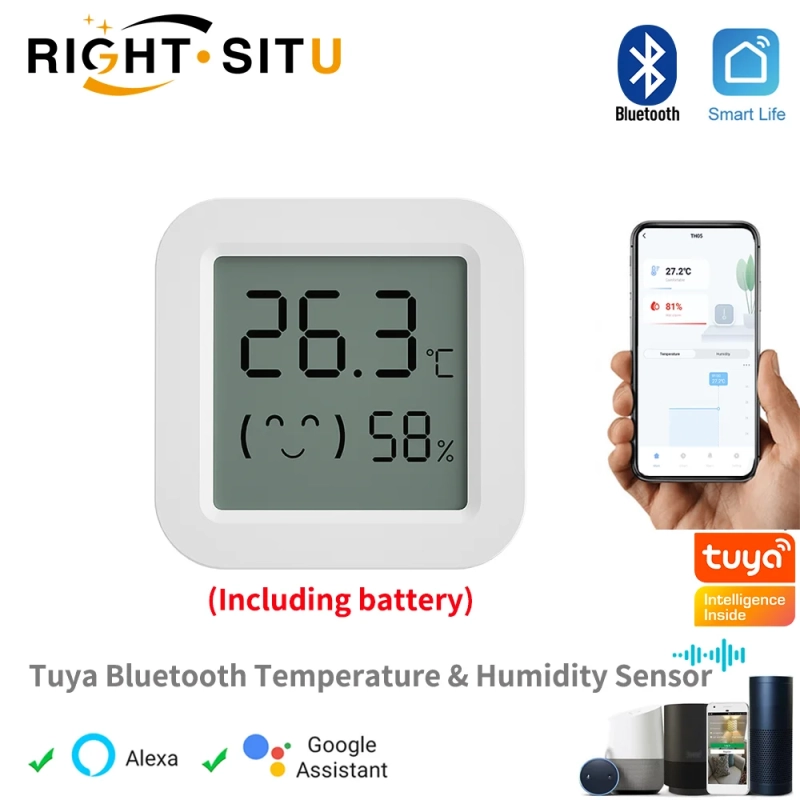 Sensor de Temperatura e Umidade Tuya Inteligente com Tela LCD