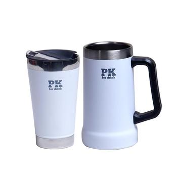 Kit 1 Copo 473ml + 1 Caneca 709ml Térmica Cerveja Gelada PK For Drink Branca