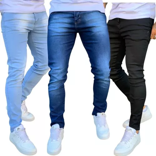 Kit 3 Calça Masculina Com Lycra Roupas Skinny Justa Premium