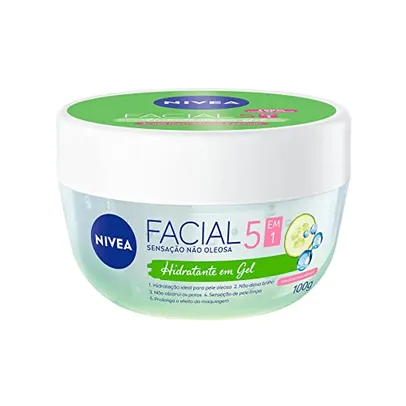 [Rec/ + por - R$14,49] NIVEA Hidratante Facial em Gel 100g - deixa a pele sequinha, controla a oleosidade, com ácido hialurônico e pepino