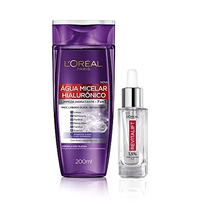 (PRIME) Kit Sérum Preenchedor Anti idade L'Oréal Paris Revitalift, 30ml + Água Micelar Hialurônico, 200ml