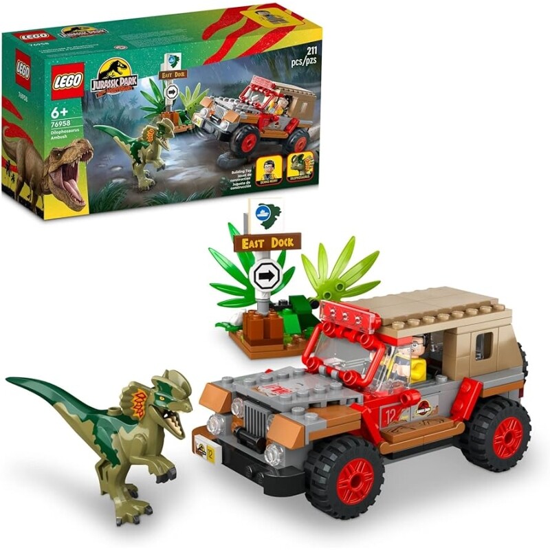 76958 LEGO Jurassic Park Emboscada do Dilofossauro; Conjunto de Construção (211 Peças)