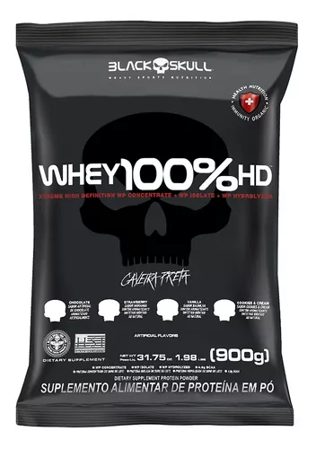 Combo 500g Creatina Dark Lab + Whey Protein 100% Hd Pouch 900g Black Skull Baunilha