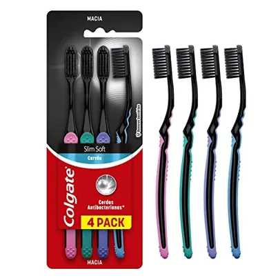 (REC) (Mais por Menos R$16,58) Colgate Escova de Dente Slim Soft - 4 Unidades