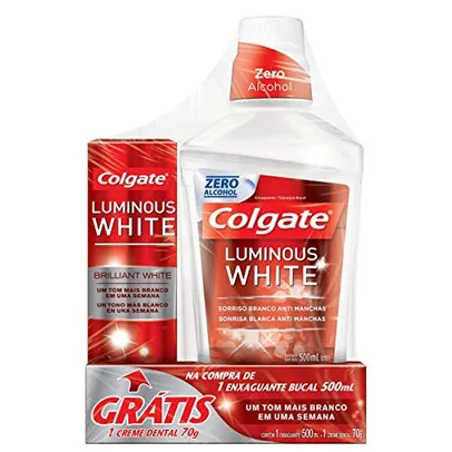 (REC) COLGATE Enxaguante Bucal Para Clareamento Colgate Luminous White 500Ml Promo 1 Creme Dental