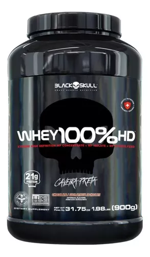 Whey 100% Hd Black Skull - 900g (wpc, Wpi E Wph) Caveira Pre Sabor Chocolate