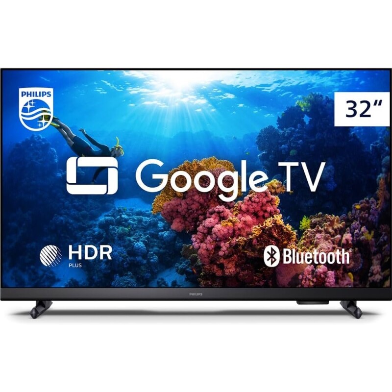 Smart TV Philips 32" Google TV HD Comando de Voz HDR10 WiFi 5G Bluetooth 3 hdmi - 32PHG6918/78