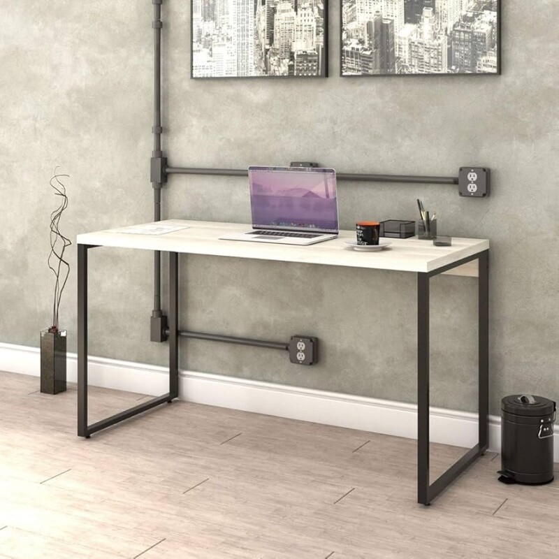 Mesa para Escritório Office Estilo Industrial 135m Compace Kuadra Snow/Est