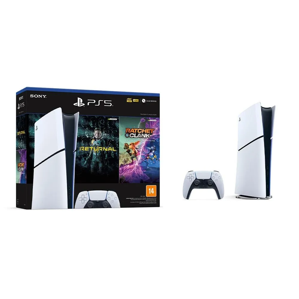 Console PlayStation 5 Slim Edição Digital SSD 1TB + Returnal + Ratchet e Clank