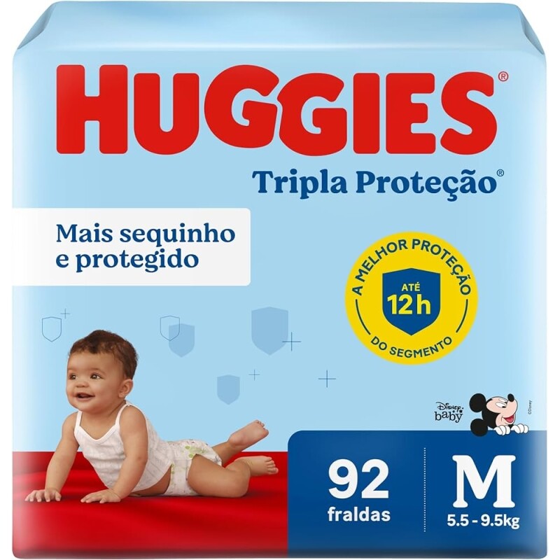 Fralda Tripla Proteção Huggies Tam M - 92 Unidades