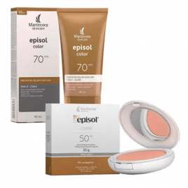 Kit Mantecorp Skincare Episol - Pó Compacto FPS50 + Protetor Solar Tom 2 - Claro