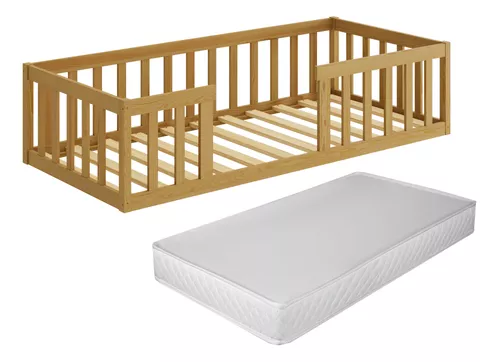 Cama Montessoriana Solteiro Com Colchão Premium Quarto Grade