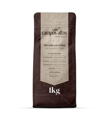 Café Especial em Grãos, 1Kg, Café Campos Altos, Torra Fresca, 100% Arábica, Direto da Fazenda