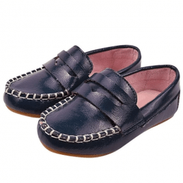 Mocassim Infantil Masculino Ortopézinho Verniz Azul Marinho