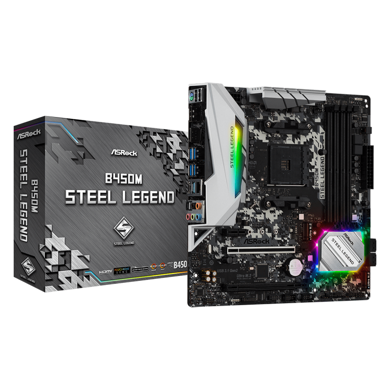 Placa Mãe ASRock B450M Steel Legend Chipset B450 AMD AM4 mATX DDR4