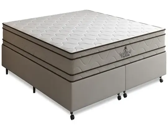 Cama Box King + Colchão The King Dupla Face Espuma D33 Ortopédico 193x203x72cm - Vstore