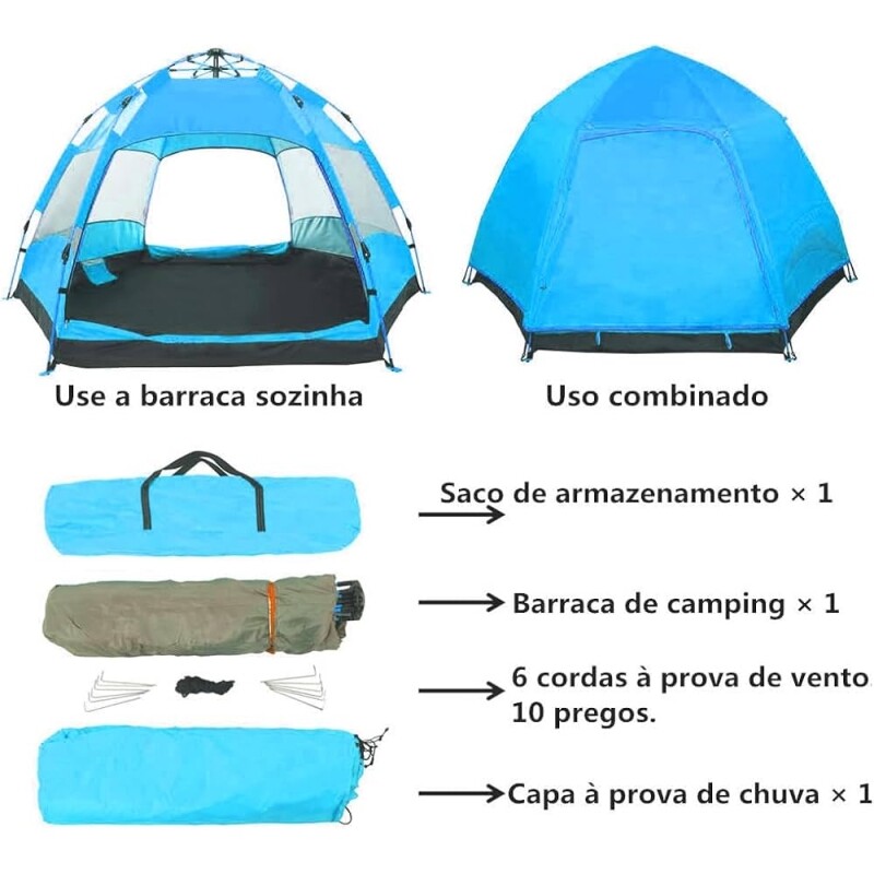 Barraca de Camping Automática com 2 Portas e 4 Janelas - JOYFOX