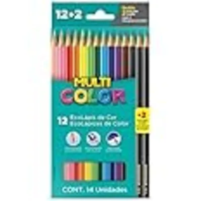 [R$ 6,80 +por-] Ecolapis cor, Faber-Castell, multicolor super, 11.1200N+2G, 12 cores + 2 lapis, 14 unidades, Multicor