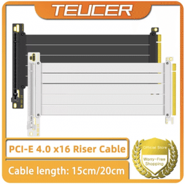 Cabo Riser TEUCER-PCI-E 4.0 X16 Placa de Vídeo Blindado Alta Velocidade Extensor Flexível