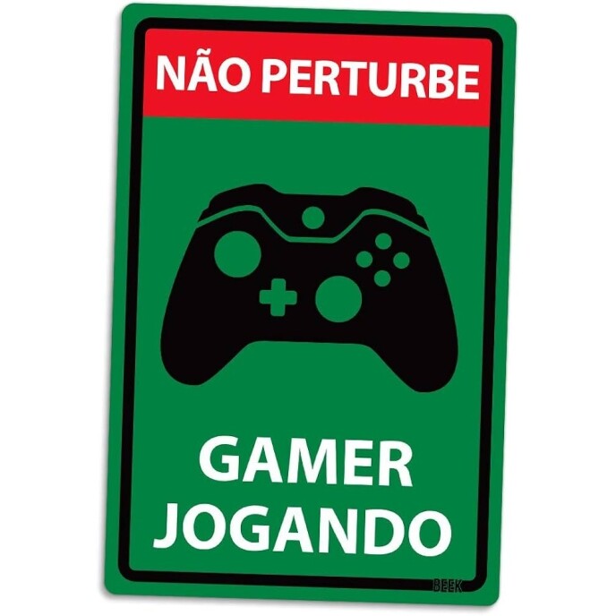 Placa Decorativa em Acrílico tamanho 24x16cm modelo GAMER JOGANDO X