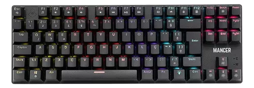 Teclado Mecanico Gamer Mancer Shade Mk2 Rainbow S/ Huano Red Cor de teclado Preto Idioma Português Brasil