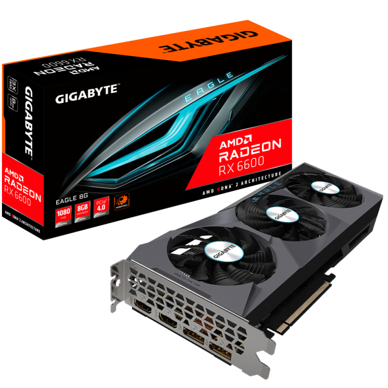 Placa de Vídeo Gigabyte Radeon RX 6600 EAGLE 8GB GDDR6 - GV-R66EAGLE-8GD