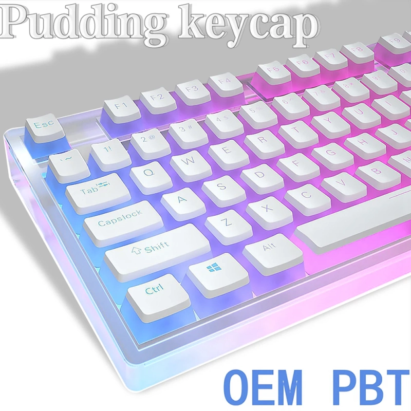 Kit Teclas Keycap Puddin Transparente para Teclado Mecânico