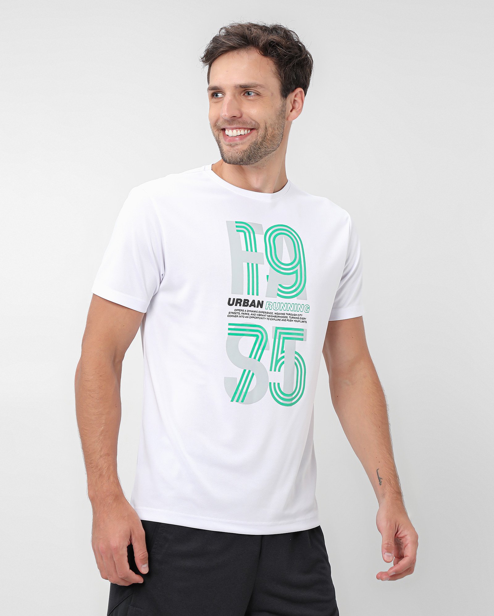 Camiseta esportiva masculina urban running branco | Body Work by