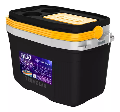 Caixa Termica Suv Cooler Com Alça 20 Litros Praia Pesca Camping Cor Preto E Amarelo Termolar