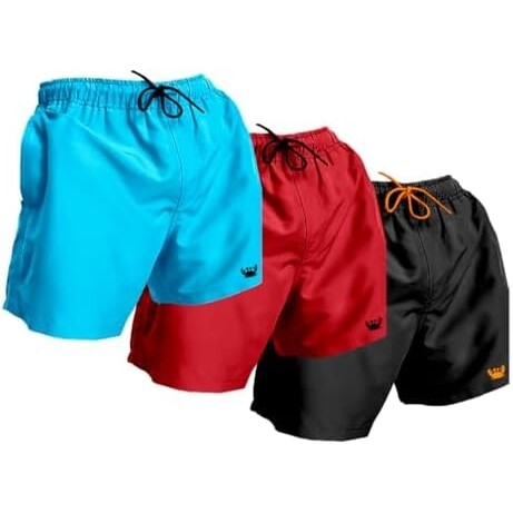 Kit 3 Shorts Lisos Masculinos Cordão Neon Moda Praia Tactel Com Bolsos Relaxado