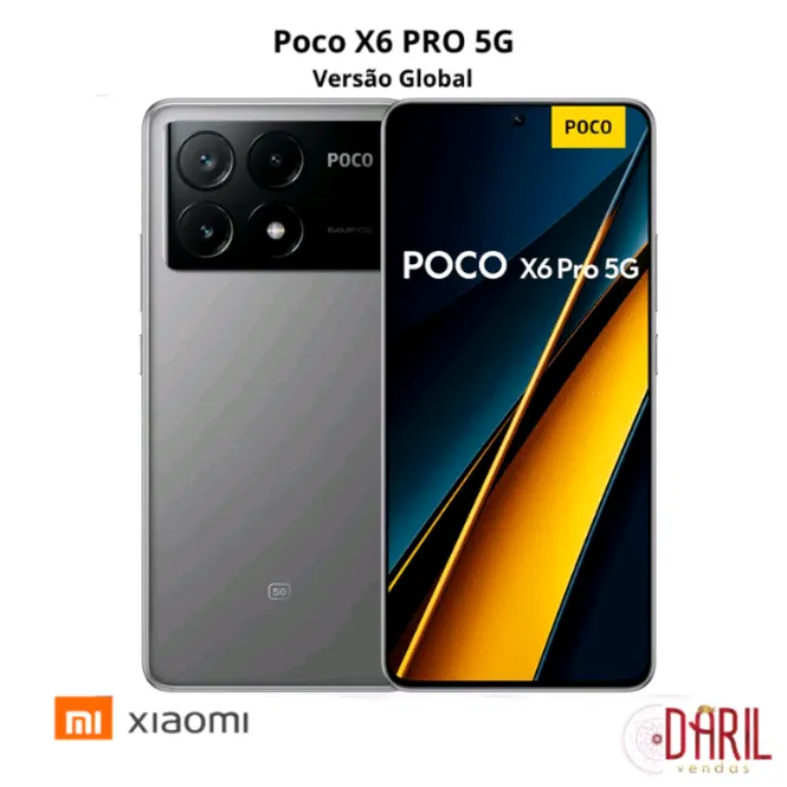 Celular Smartphone Poco X6 Pro 5G 256GB/8RAM Câmera tripla de 64 MP com OIS