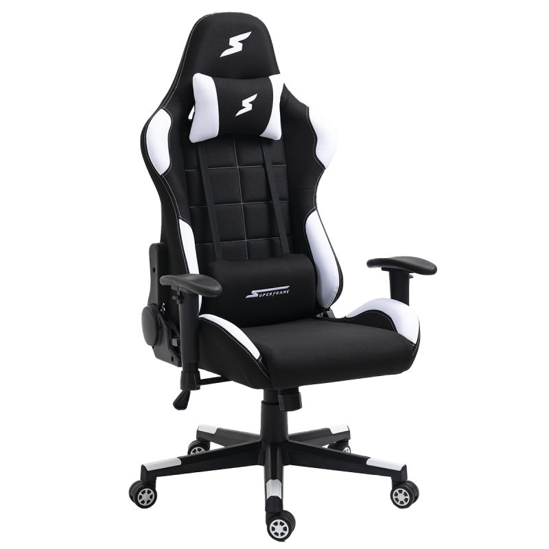 Cadeira Gamer SuperFrame Speed Reclinável Tecido Preto e Branco