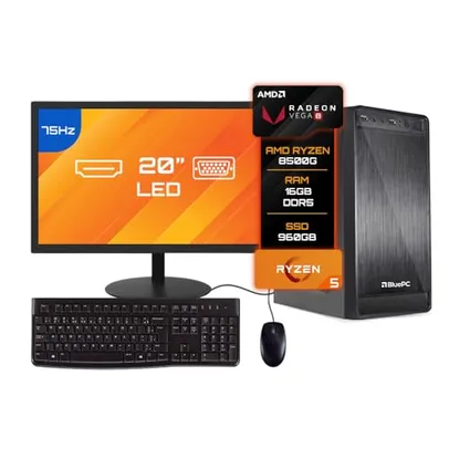 COMPUTADOR COMPLETO BLUEPC AMD RYZEN 5 8500G 16GB DDR5 SSD 960GB - MONITOR 20"