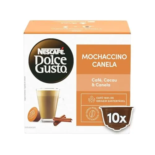 10 CAIXAS NESCAFÉ DOLCE GUSTO Café em Cápsula Mochaccino Canela 10 Cápsulas 172g