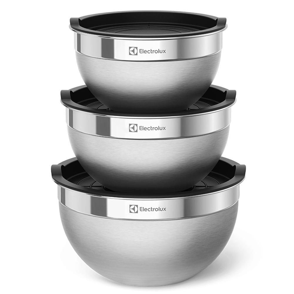 Conjunto de Bowls Electrolux Tigelas de Inox com Tampa Plástica