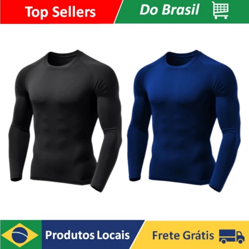 Kit com 2 Camisetas Proteção Térmica Solar Compressão UV 50