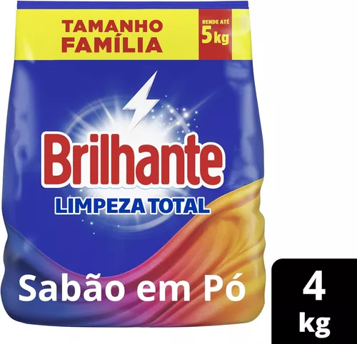 [Saldo MP] [Levando 5un R$174,50] Sabão em pó Limpeza Total roupas brancas e coloridas 4kg brilhante