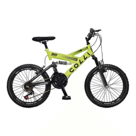 Bicicleta Infantil Colli GPS20 Aro 20 21 Marchas Tamanho Quadro 14 Aço Carbono Dupla Suspensão Amarelo