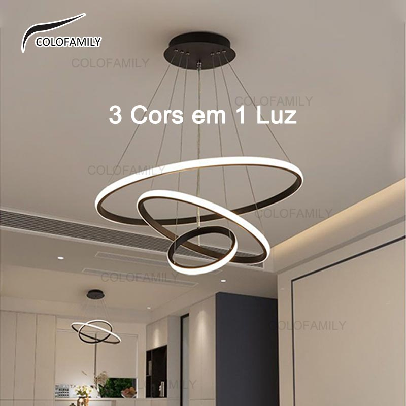 Candelabro De 3 Cores Led Pingente De Luz Minimalista