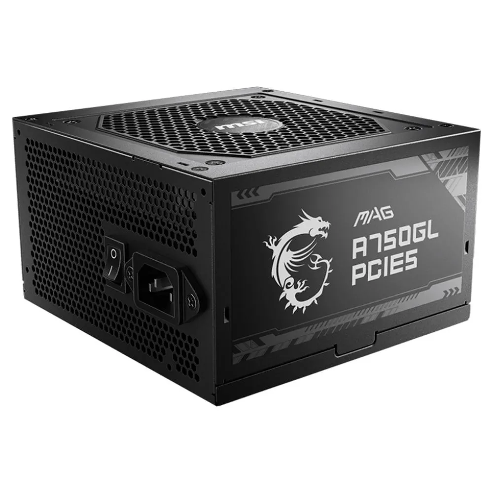 [APP] Fonte MSI MAG A750GL, 750W, 80 Plus Gold, Modular, PFC Ativo, Com Cabo, Preto, Preto