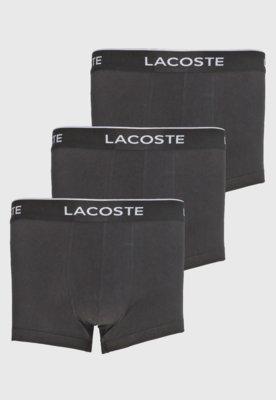 Kit 3pçs Cueca Lacoste Boxer Logo Preta