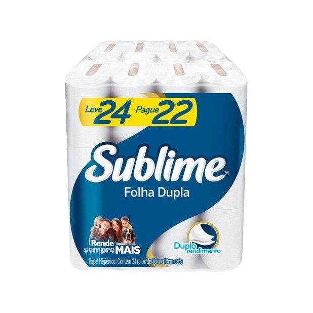 Papel Higiênico Folha Dupla Sublime Softys - 24 Rolos 30m