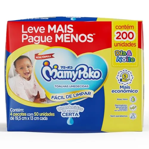 [REC/R$ 5,60 cada] MamyPoko Lenços Umedecidos Dia&Noite 200 Unidades