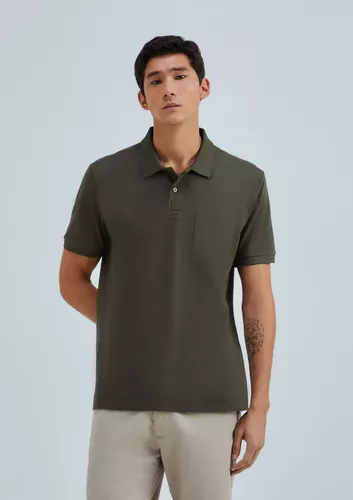 Camisa Polo Masculina Básica Com Bolso Frontal Hering