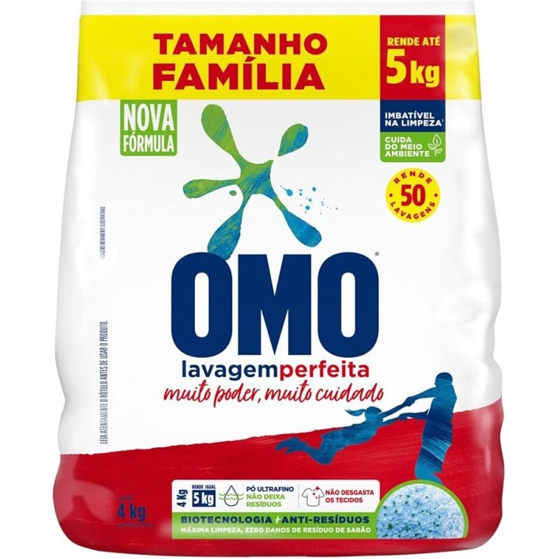 OMO Sabão Em Pó Lavagem Perfeita Pacote Família - 4 Kg