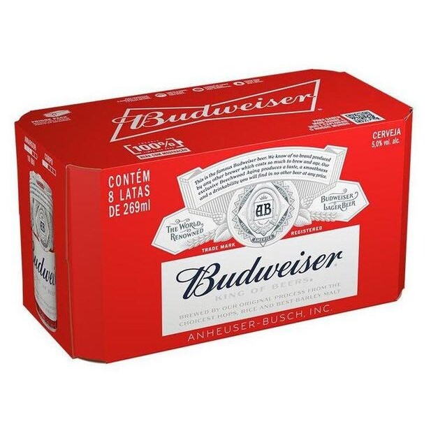 Cerveja Budweiser American Lager 8 Unidades Lata 269ml