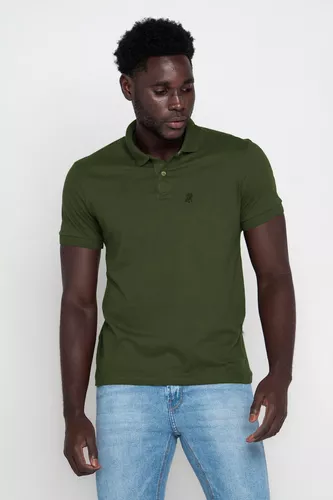 Polo Masculina Piquet Gola Lisa Polo Wear Verde Escuro